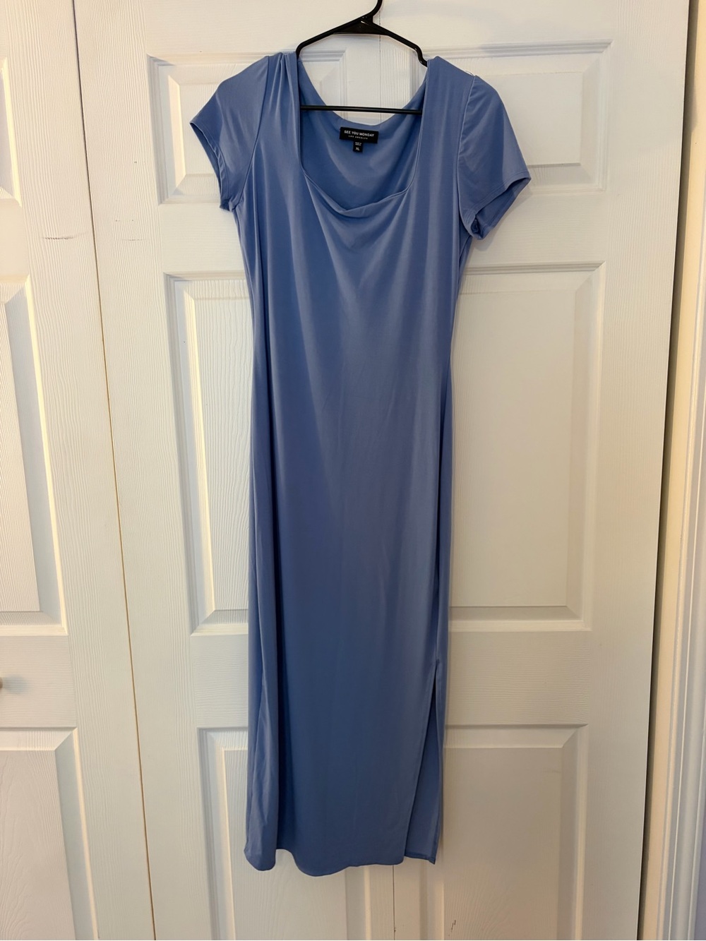 See You Monday Dusty Blue Cowl-Neck Maxi Dress